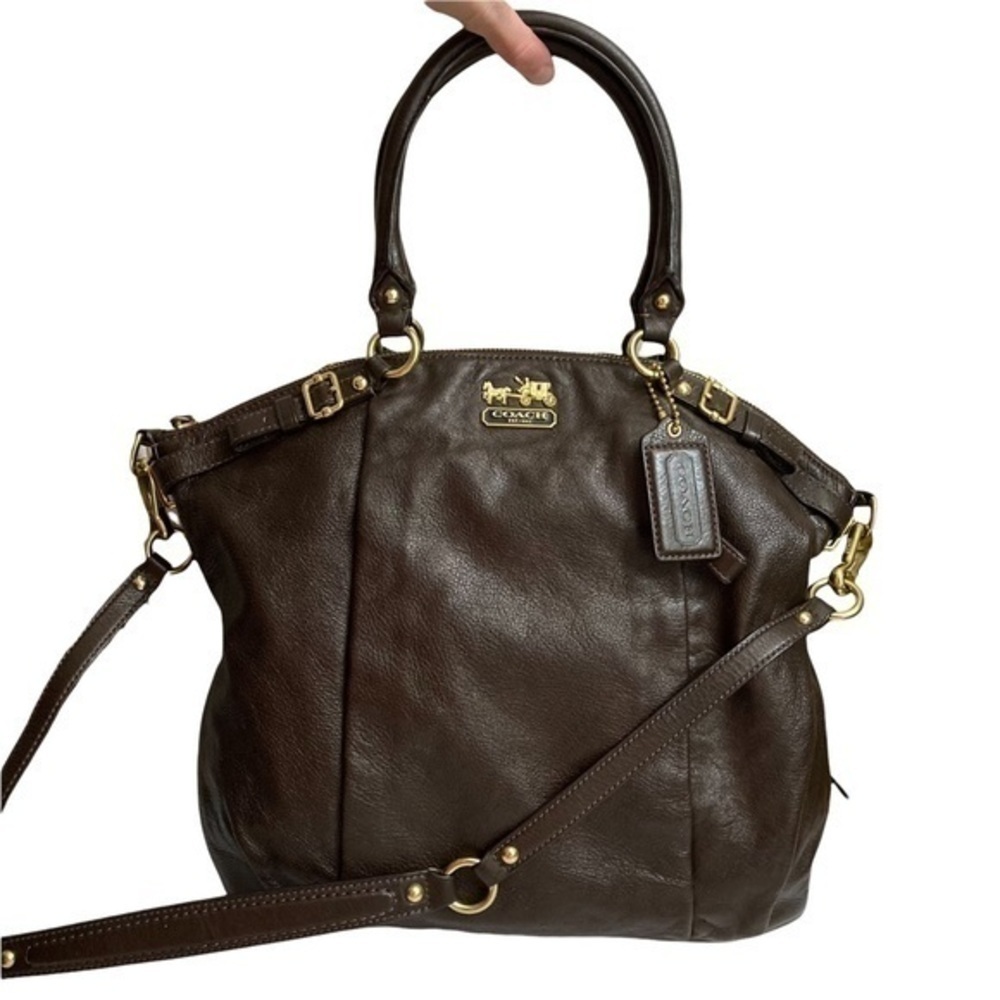 Coach brown leather Madison two way satchel bag - Picture 2 of 12